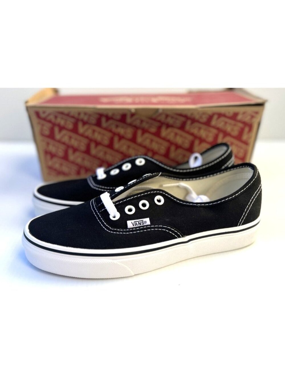 Vans Authentic Mens Size 5.5 Black/White Classic Skate Sneakers VN000EE3BLK NIB - Picture 3 of 10